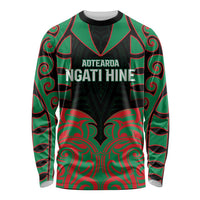 Custom Aotearoa Ngati Hine Long Sleeve Shirt Maori Pattern New Zealand DT05 Unisex Green - Polynesian Pride