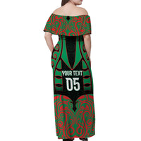 Custom Aotearoa Ngati Hine Off Shoulder Maxi Dress Maori Pattern New Zealand - Polynesian Pride