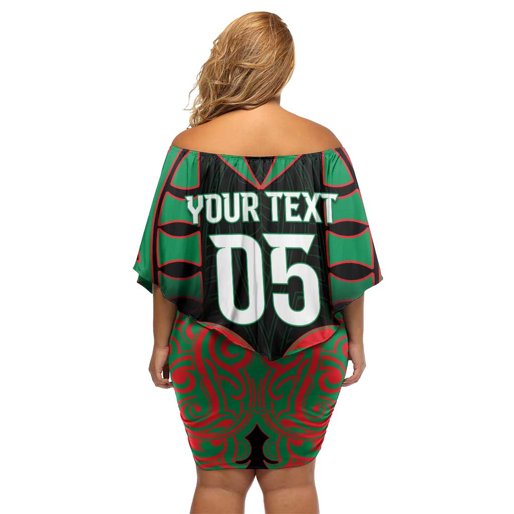 Custom Aotearoa Ngati Hine Off Shoulder Short Dress Maori Pattern New Zealand - Polynesian Pride