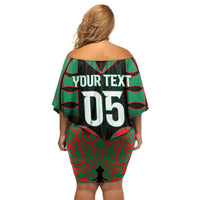 Custom Aotearoa Ngati Hine Off Shoulder Short Dress Maori Pattern New Zealand - Polynesian Pride