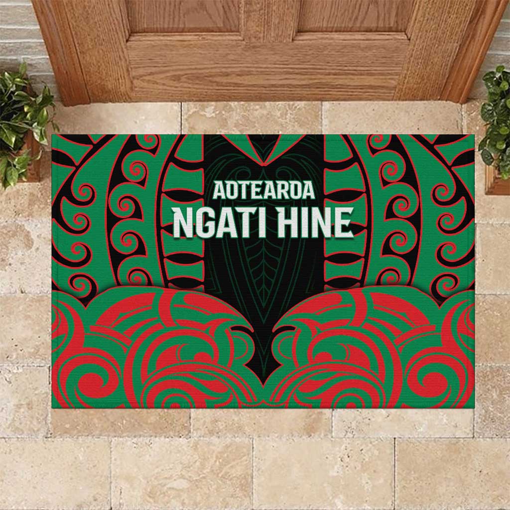 Aotearoa Ngati Hine Rubber Doormat Maori Pattern New Zealand DT05 Green - Polynesian Pride