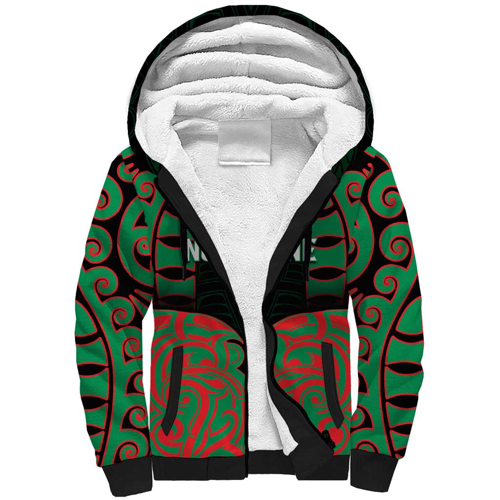 Custom Aotearoa Ngati Hine Sherpa Hoodie Maori Pattern New Zealand DT05 Unisex Green - Polynesian Pride