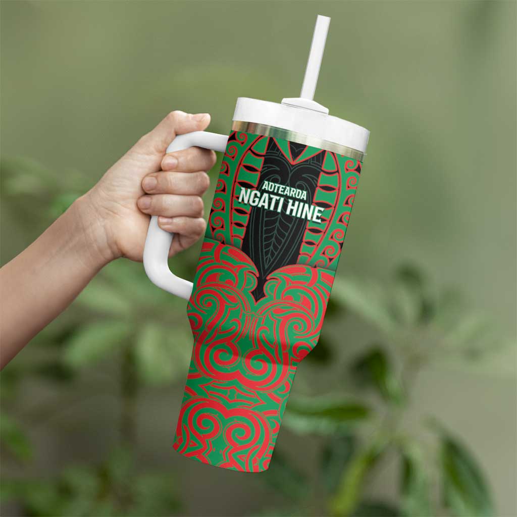 Custom Aotearoa Ngati Hine Tumbler With Handle Maori Pattern New Zealand - Polynesian Pride