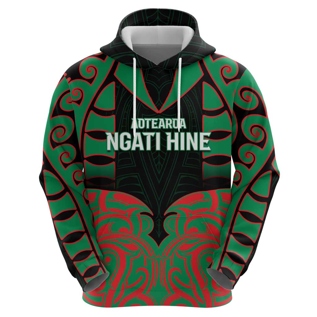 Custom Aotearoa Ngati Hine Zip Hoodie Maori Pattern New Zealand - Polynesian Pride