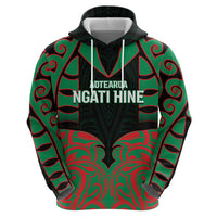 Custom Aotearoa Ngati Hine Zip Hoodie Maori Pattern New Zealand - Polynesian Pride