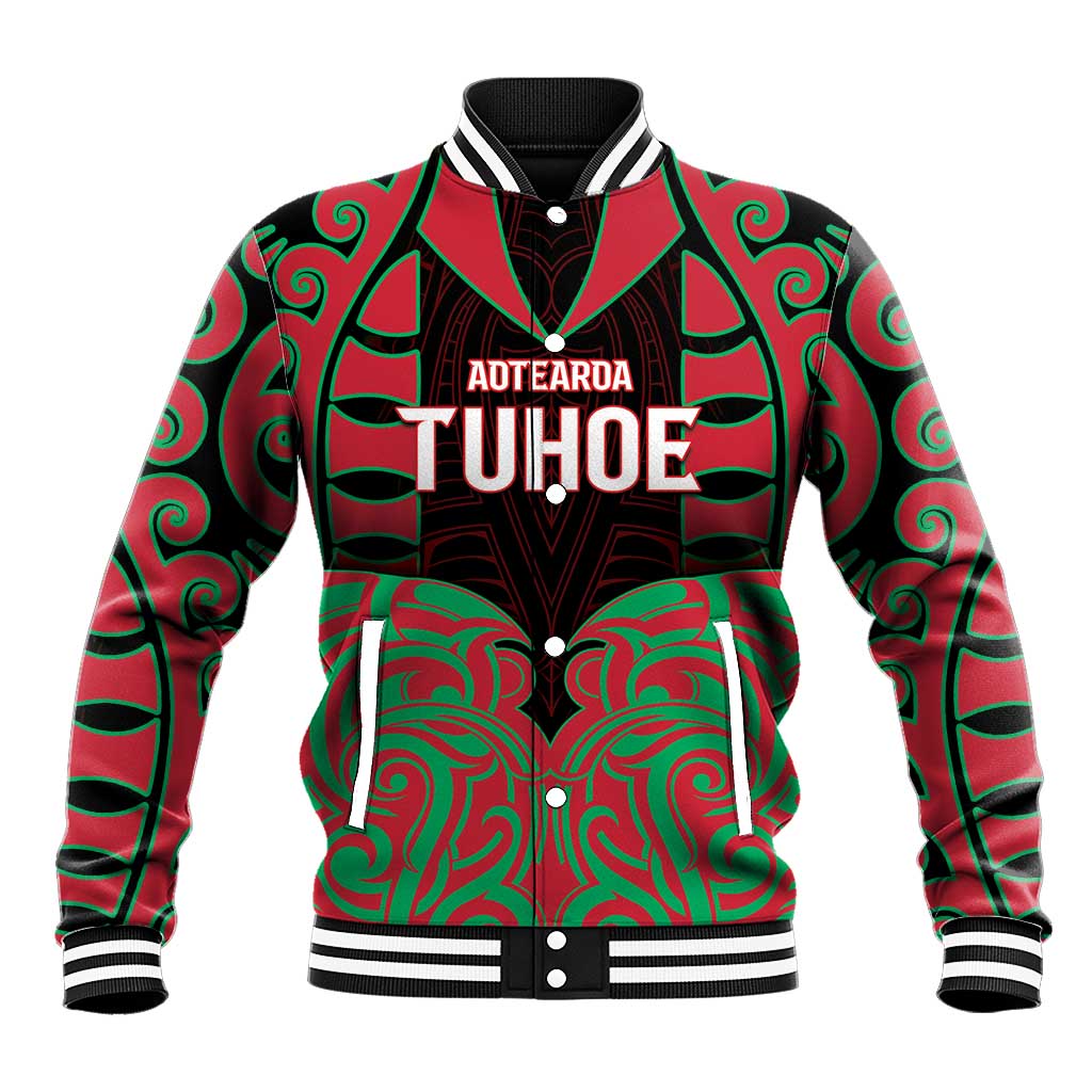 Custom Aotearoa Tuhoe Baseball Jacket Maori Pattern New Zealand DT05 Unisex Red - Polynesian Pride