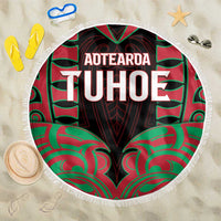 Aotearoa Tuhoe Beach Blanket Maori Pattern New Zealand DT05 One Size 150cm Red - Polynesian Pride
