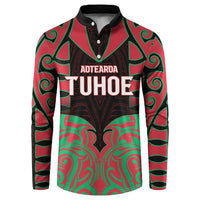 Custom Aotearoa Tuhoe Button Sweatshirt Maori Pattern New Zealand DT05 Red - Polynesian Pride