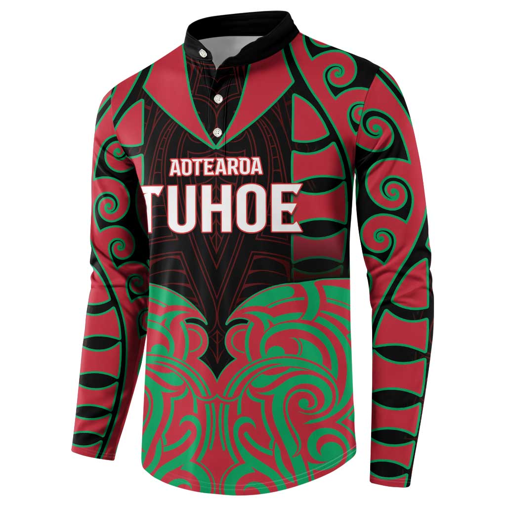 Custom Aotearoa Tuhoe Button Sweatshirt Maori Pattern New Zealand DT05 - Polynesian Pride