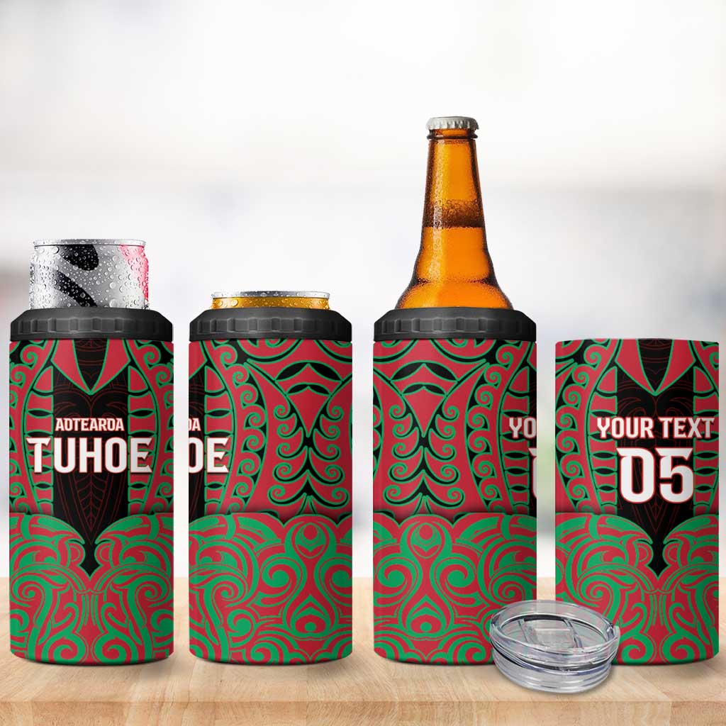 Custom Aotearoa Tuhoe 4 in 1 Can Cooler Tumbler Maori Pattern New Zealand DT05 - Polynesian Pride