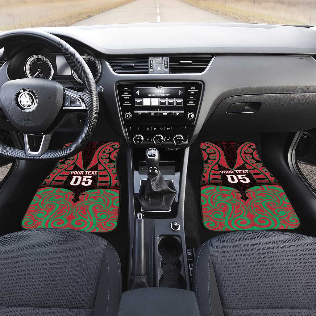 Aotearoa Tuhoe Car Mats Maori Pattern New Zealand DT05 Set 2pcs - Front Red - Polynesian Pride
