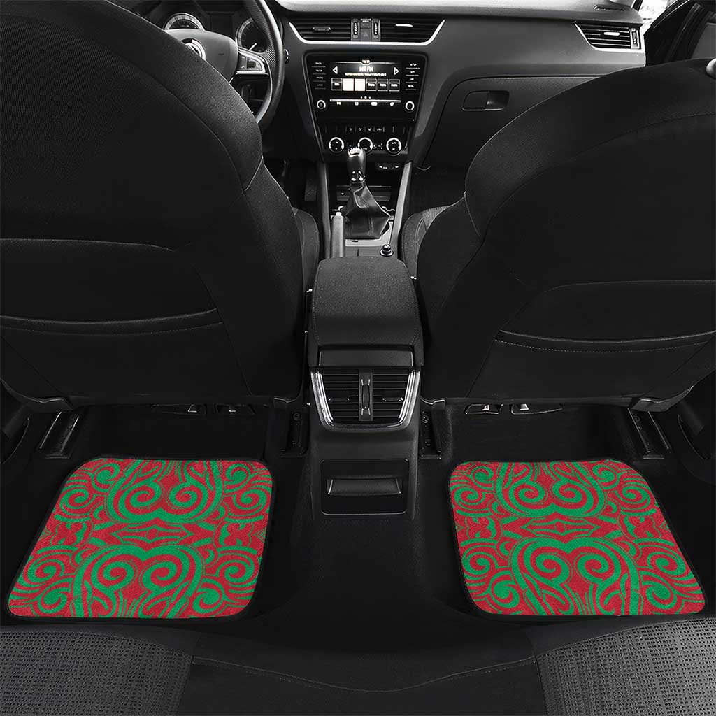 Aotearoa Tuhoe Car Mats Maori Pattern New Zealand DT05 Set 2pcs - Back Red - Polynesian Pride