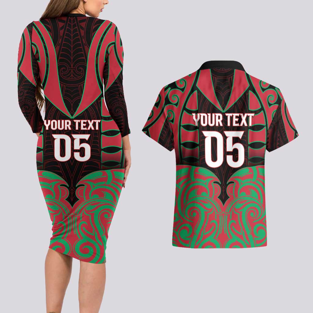 Custom Aotearoa Tuhoe Couples Matching Long Sleeve Bodycon Dress and Hawaiian Shirt Maori Pattern New Zealand DT05 - Polynesian Pride