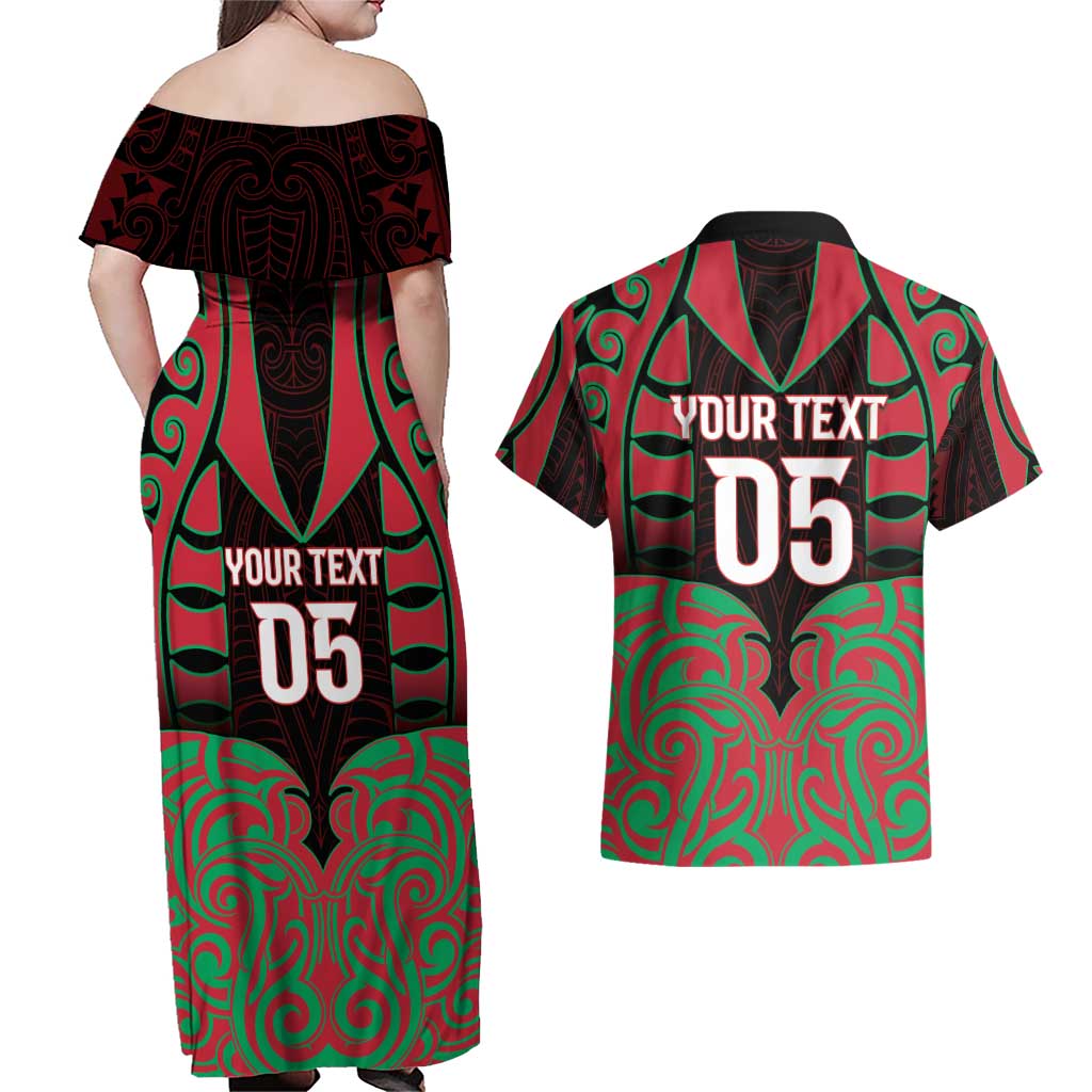 Custom Aotearoa Tuhoe Couples Matching Off Shoulder Maxi Dress and Hawaiian Shirt Maori Pattern New Zealand - Polynesian Pride