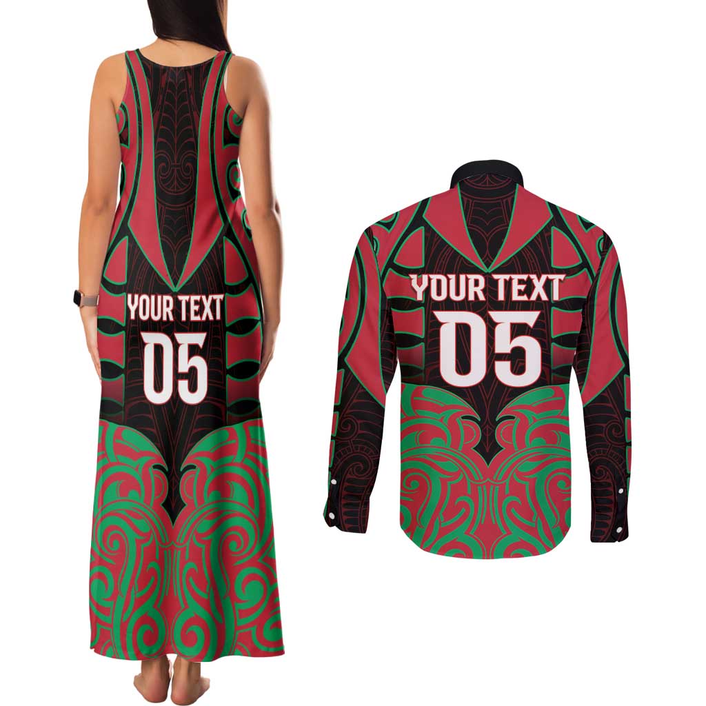 Custom Aotearoa Tuhoe Couples Matching Tank Maxi Dress and Long Sleeve Button Shirt Maori Pattern New Zealand DT05 - Polynesian Pride