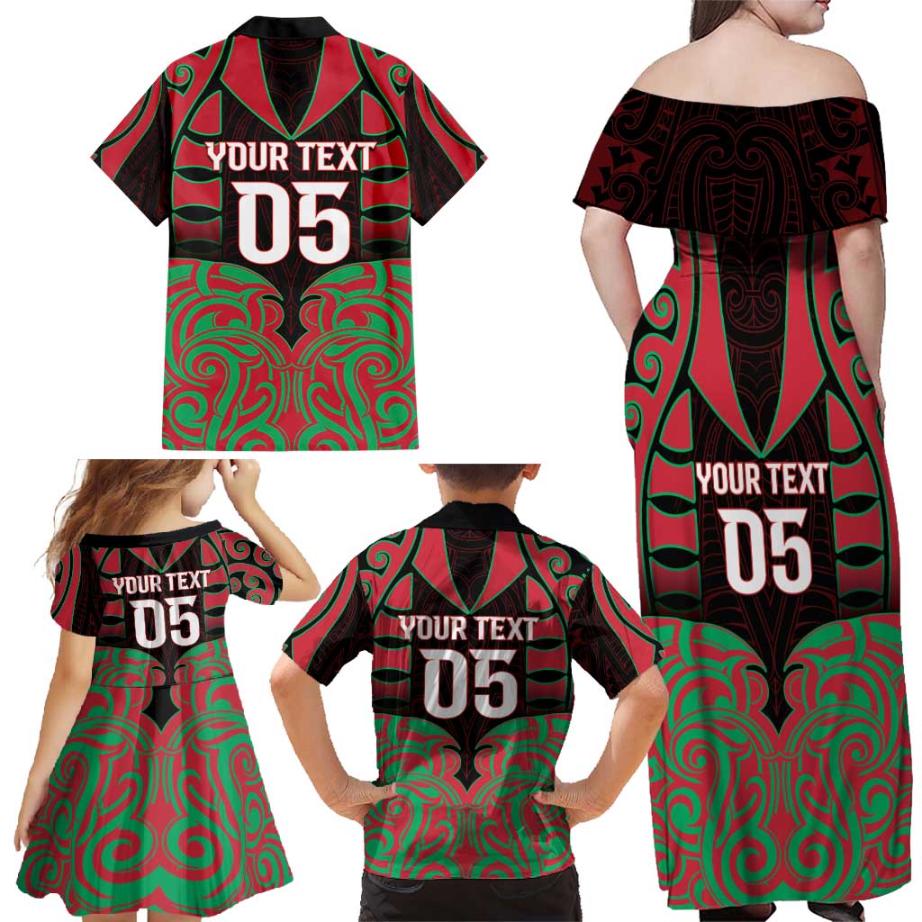 Custom Aotearoa Tuhoe Family Matching Off Shoulder Maxi Dress and Hawaiian Shirt Maori Pattern New Zealand - Polynesian Pride