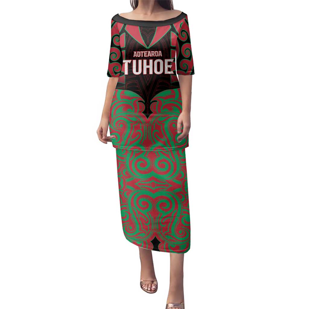 Custom Aotearoa Tuhoe Family Matching Puletasi and Hawaiian Shirt Maori Pattern New Zealand - Polynesian Pride
