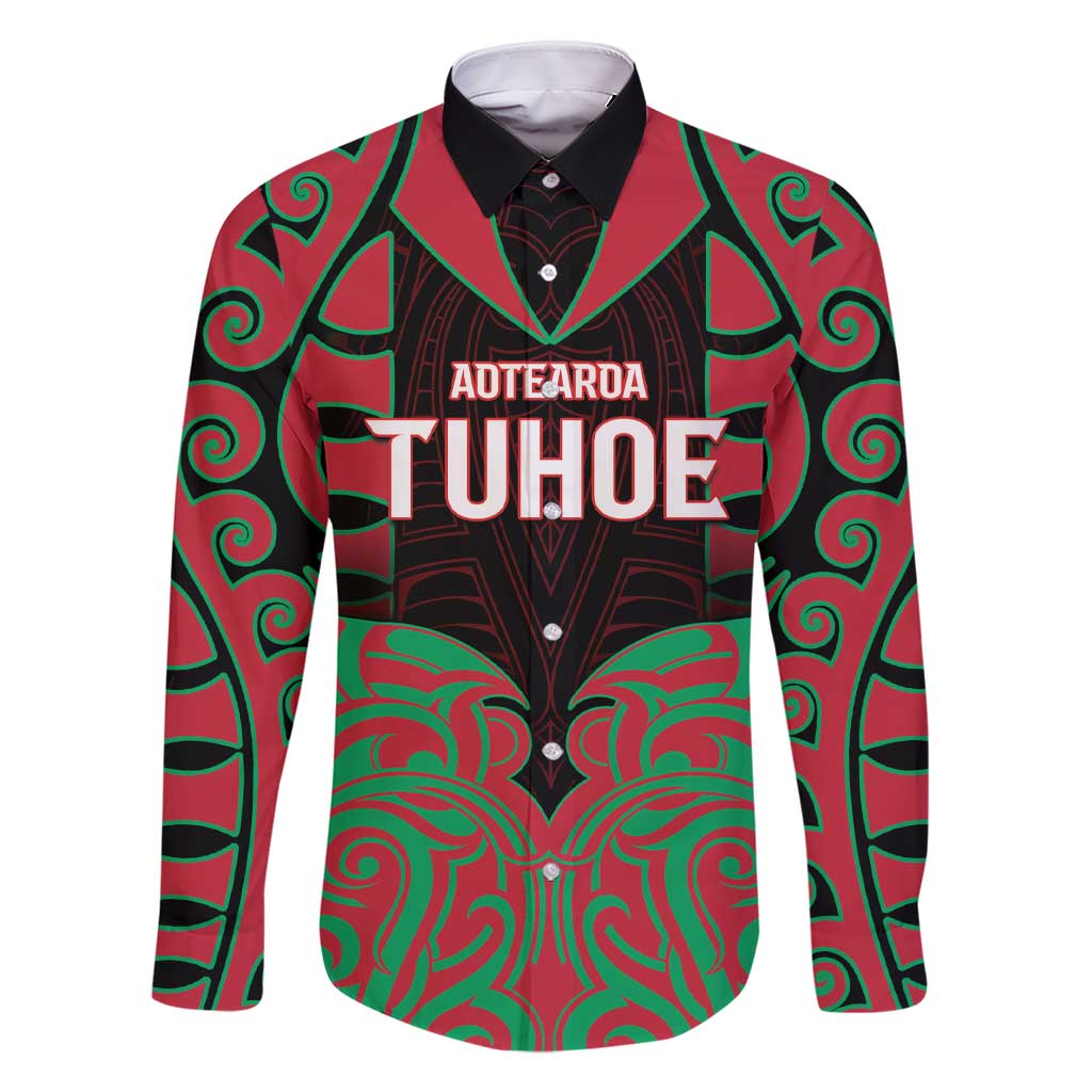 Custom Aotearoa Tuhoe Family Matching Short Sleeve Bodycon Dress and Hawaiian Shirt Maori Pattern New Zealand - Polynesian Pride