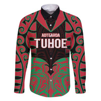 Custom Aotearoa Tuhoe Family Matching Short Sleeve Bodycon Dress and Hawaiian Shirt Maori Pattern New Zealand - Polynesian Pride