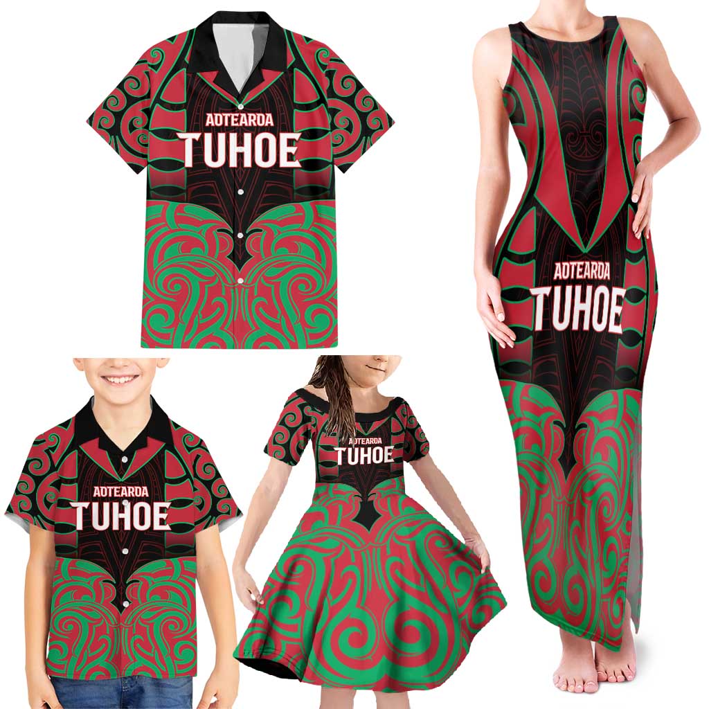 Custom Aotearoa Tuhoe Family Matching Tank Maxi Dress and Hawaiian Shirt Maori Pattern New Zealand DT05 - Polynesian Pride