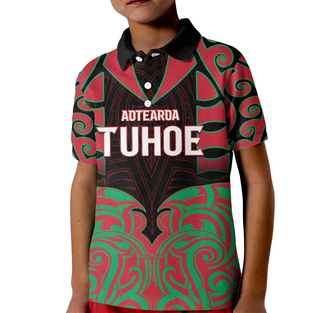 Custom Aotearoa Tuhoe Kid Polo Shirt Maori Pattern New Zealand - Polynesian Pride