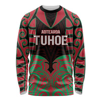 Custom Aotearoa Tuhoe Long Sleeve Shirt Maori Pattern New Zealand DT05 Unisex Red - Polynesian Pride