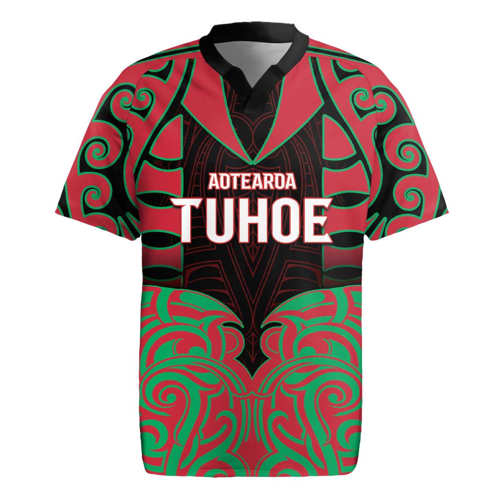 Custom Aotearoa Tuhoe Rugby Jersey Maori Pattern New Zealand - Polynesian Pride