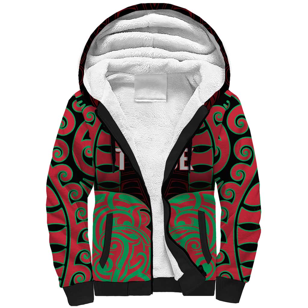 Custom Aotearoa Tuhoe Sherpa Hoodie Maori Pattern New Zealand DT05 Unisex Red - Polynesian Pride