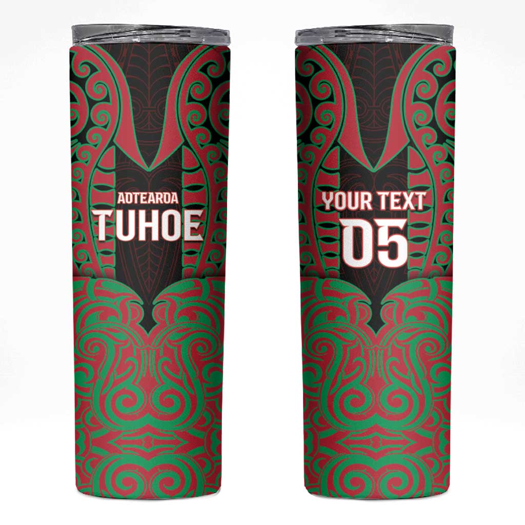 Custom Aotearoa Tuhoe Skinny Tumbler Maori Pattern New Zealand - Polynesian Pride