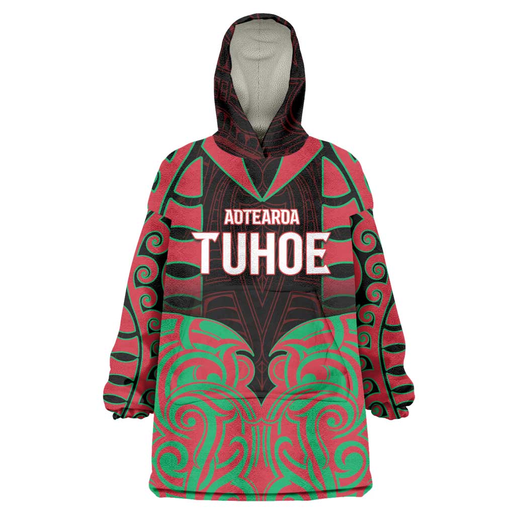 Custom Aotearoa Tuhoe Wearable Blanket Hoodie Maori Pattern New Zealand DT05 One Size Red - Polynesian Pride