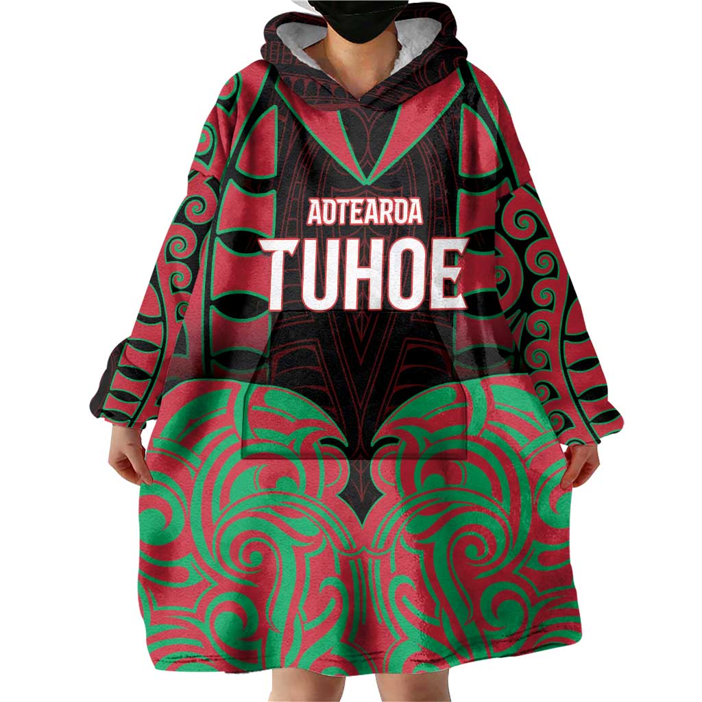 Custom Aotearoa Tuhoe Wearable Blanket Hoodie Maori Pattern New Zealand DT05 - Polynesian Pride