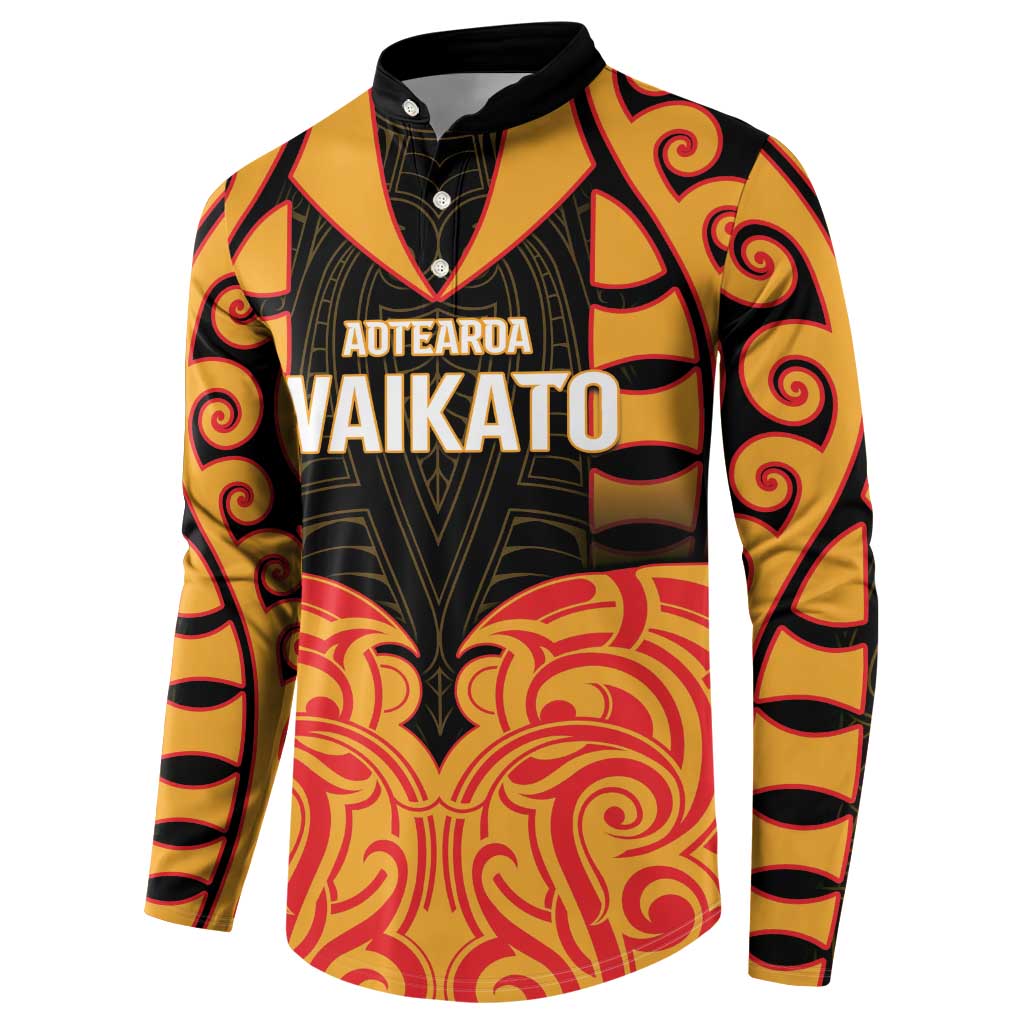 Custom Aotearoa Waikato Button Sweatshirt Maori Pattern New Zealand DT05 - Polynesian Pride