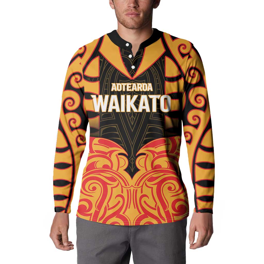 Custom Aotearoa Waikato Button Sweatshirt Maori Pattern New Zealand DT05 - Polynesian Pride