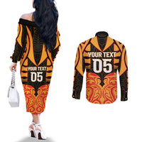 Custom Aotearoa Waikato Couples Matching Off The Shoulder Long Sleeve Dress and Long Sleeve Button Shirt Maori Pattern New Zealand DT05 - Polynesian Pride