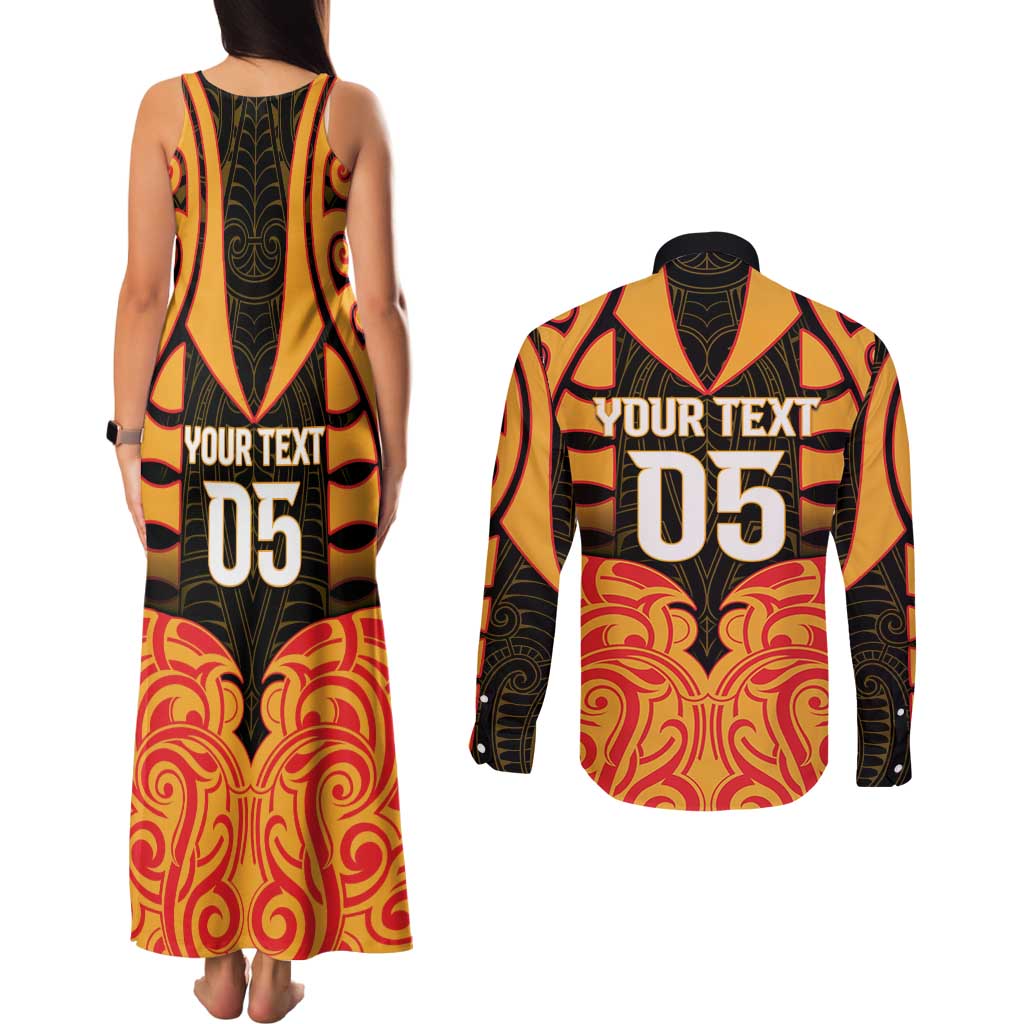 Custom Aotearoa Waikato Couples Matching Tank Maxi Dress and Long Sleeve Button Shirt Maori Pattern New Zealand DT05 - Polynesian Pride