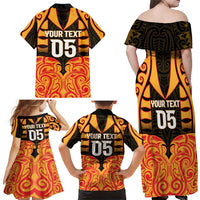 Custom Aotearoa Waikato Family Matching Off Shoulder Maxi Dress and Hawaiian Shirt Maori Pattern New Zealand - Polynesian Pride