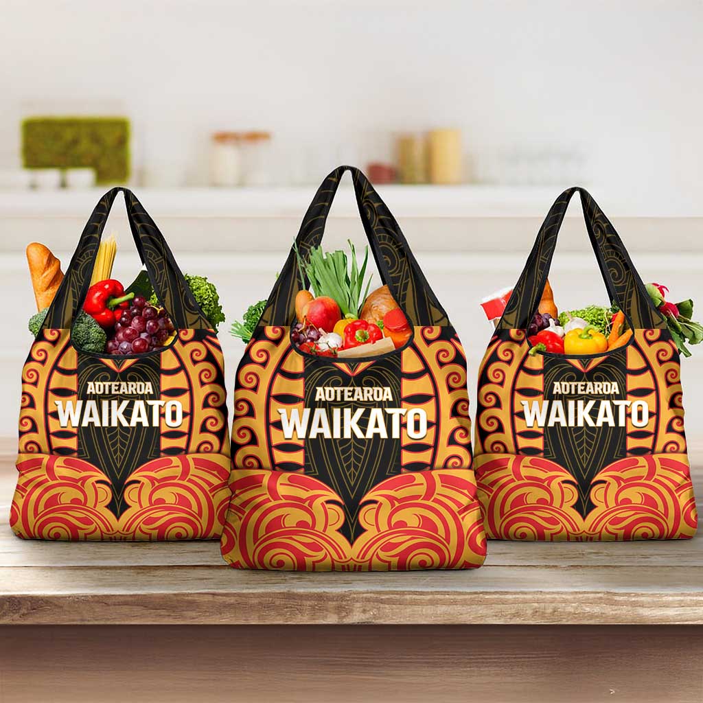 Aotearoa Waikato Grocery Bag Maori Pattern New Zealand DT05 3-pack One Size Orange - Polynesian Pride