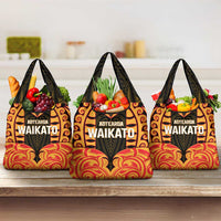 Aotearoa Waikato Grocery Bag Maori Pattern New Zealand DT05 3-pack One Size Orange - Polynesian Pride