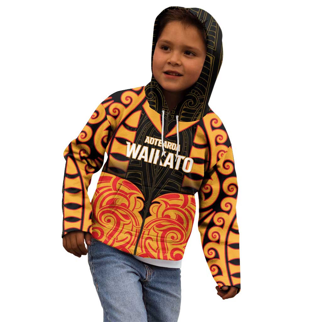 Custom Aotearoa Waikato Kid Hoodie Maori Pattern New Zealand - Polynesian Pride