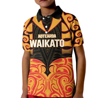 Custom Aotearoa Waikato Kid Polo Shirt Maori Pattern New Zealand - Polynesian Pride