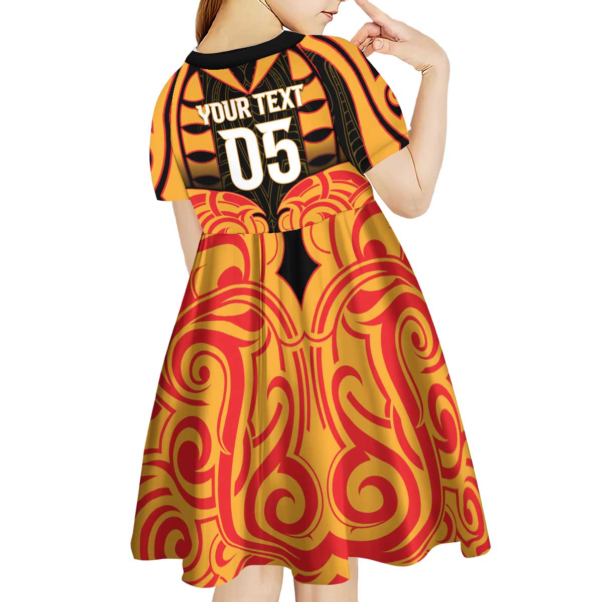 Custom Aotearoa Waikato Kid Short Sleeve Dress Maori Pattern New Zealand - Polynesian Pride