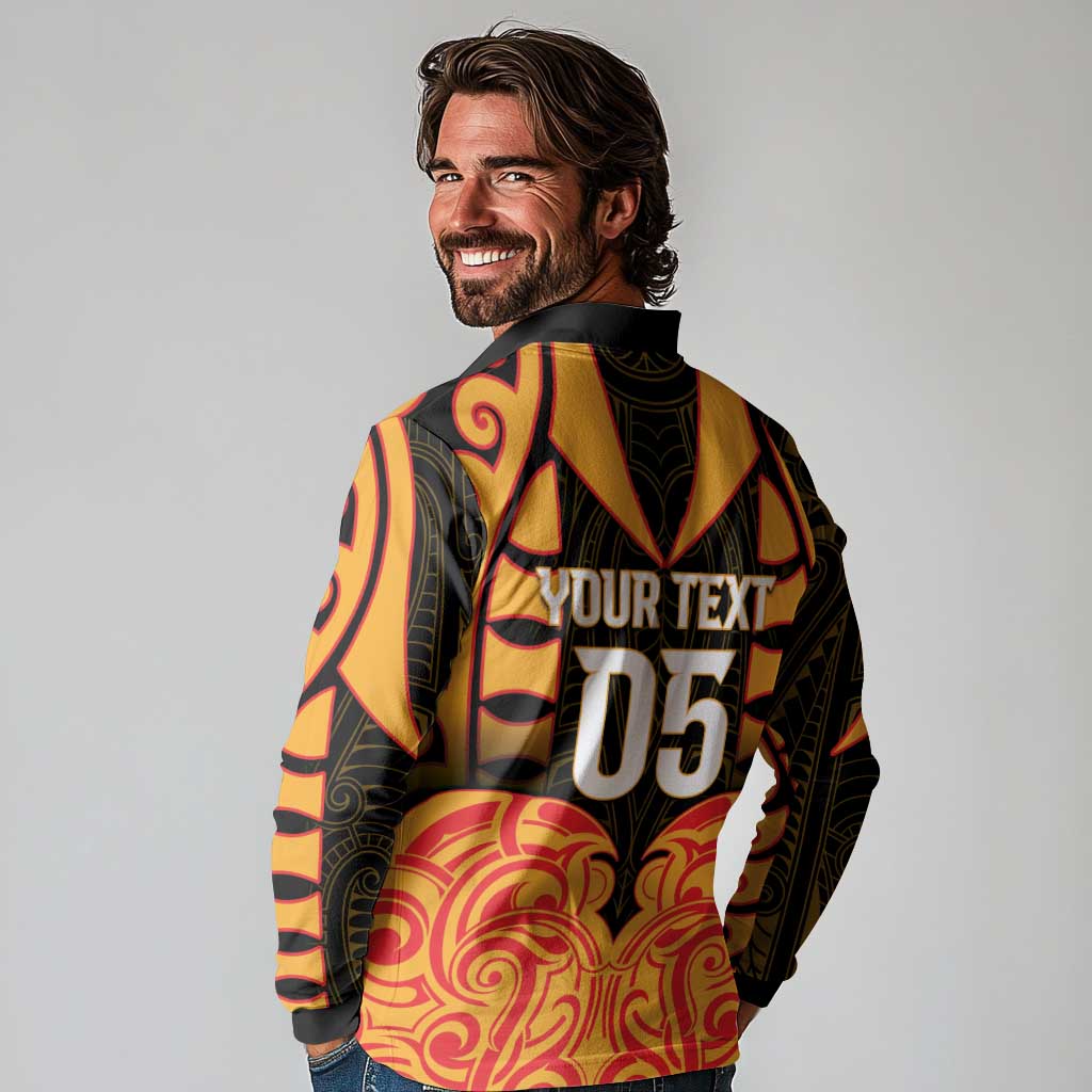 Custom Aotearoa Waikato Long Sleeve Polo Shirt Maori Pattern New Zealand - Polynesian Pride