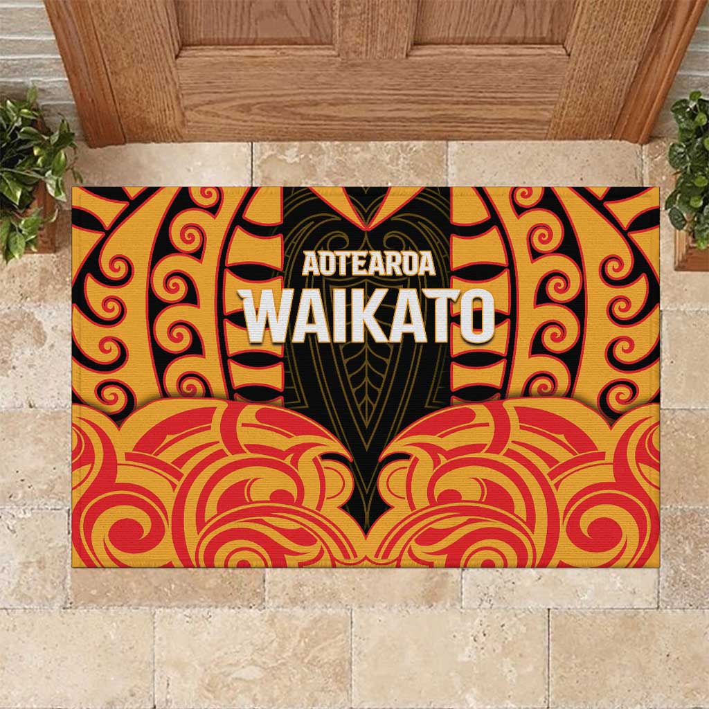 Aotearoa Waikato Rubber Doormat Maori Pattern New Zealand DT05 Orange - Polynesian Pride