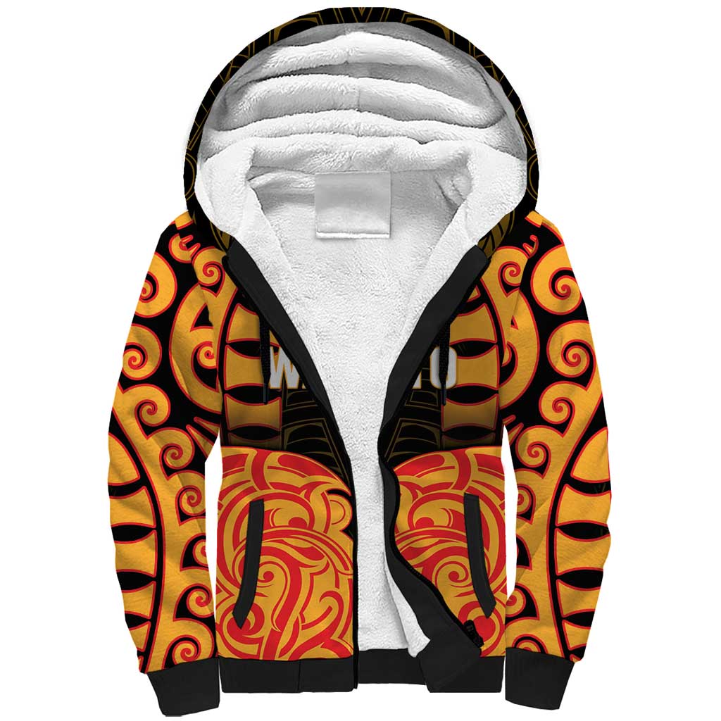 Custom Aotearoa Waikato Sherpa Hoodie Maori Pattern New Zealand DT05 Unisex Orange - Polynesian Pride