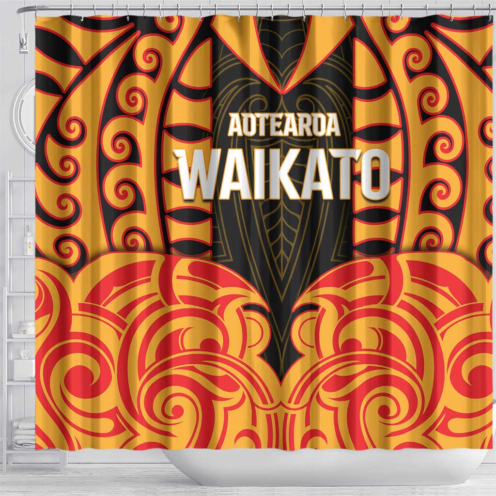 Aotearoa Waikato Shower Curtain Maori Pattern New Zealand - Polynesian Pride