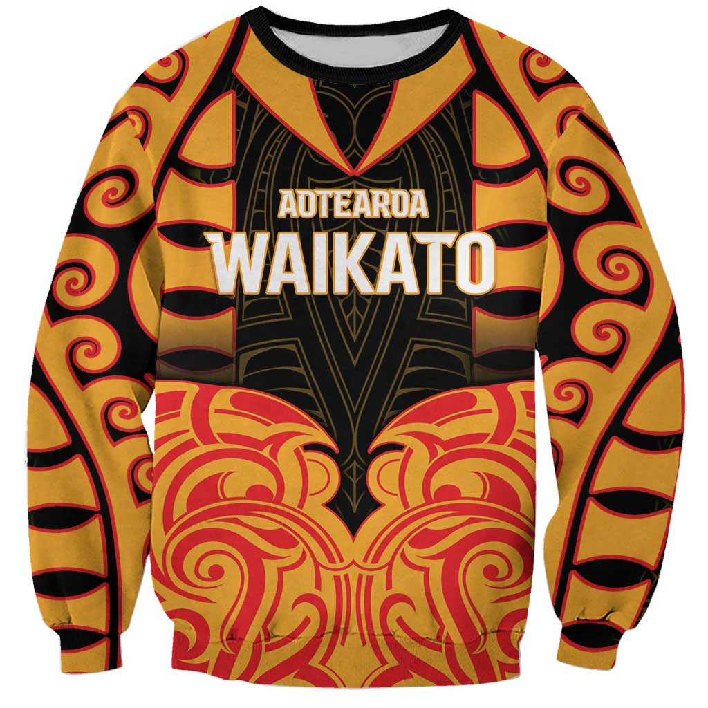 Custom Aotearoa Waikato Sweatshirt Maori Pattern New Zealand DT05 Unisex Orange - Polynesian Pride