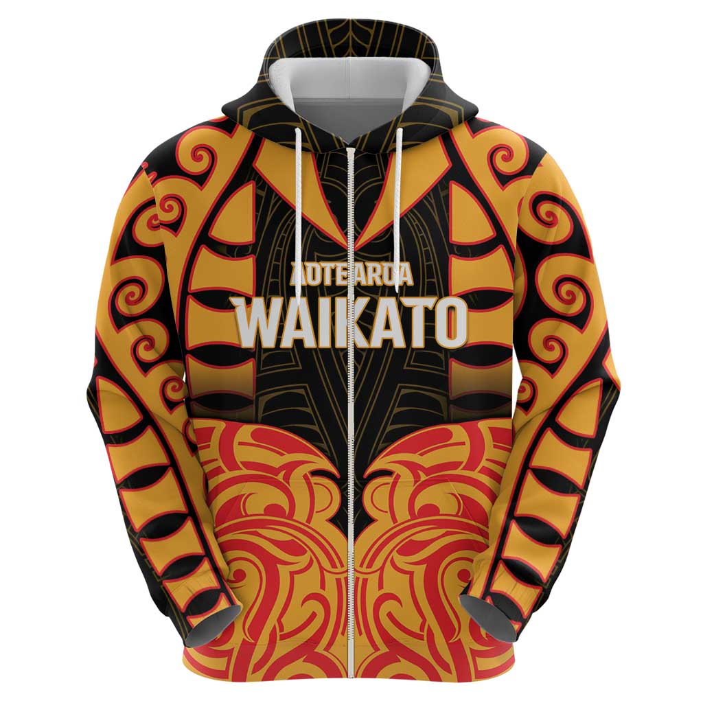 Custom Aotearoa Waikato Zip Hoodie Maori Pattern New Zealand - Polynesian Pride