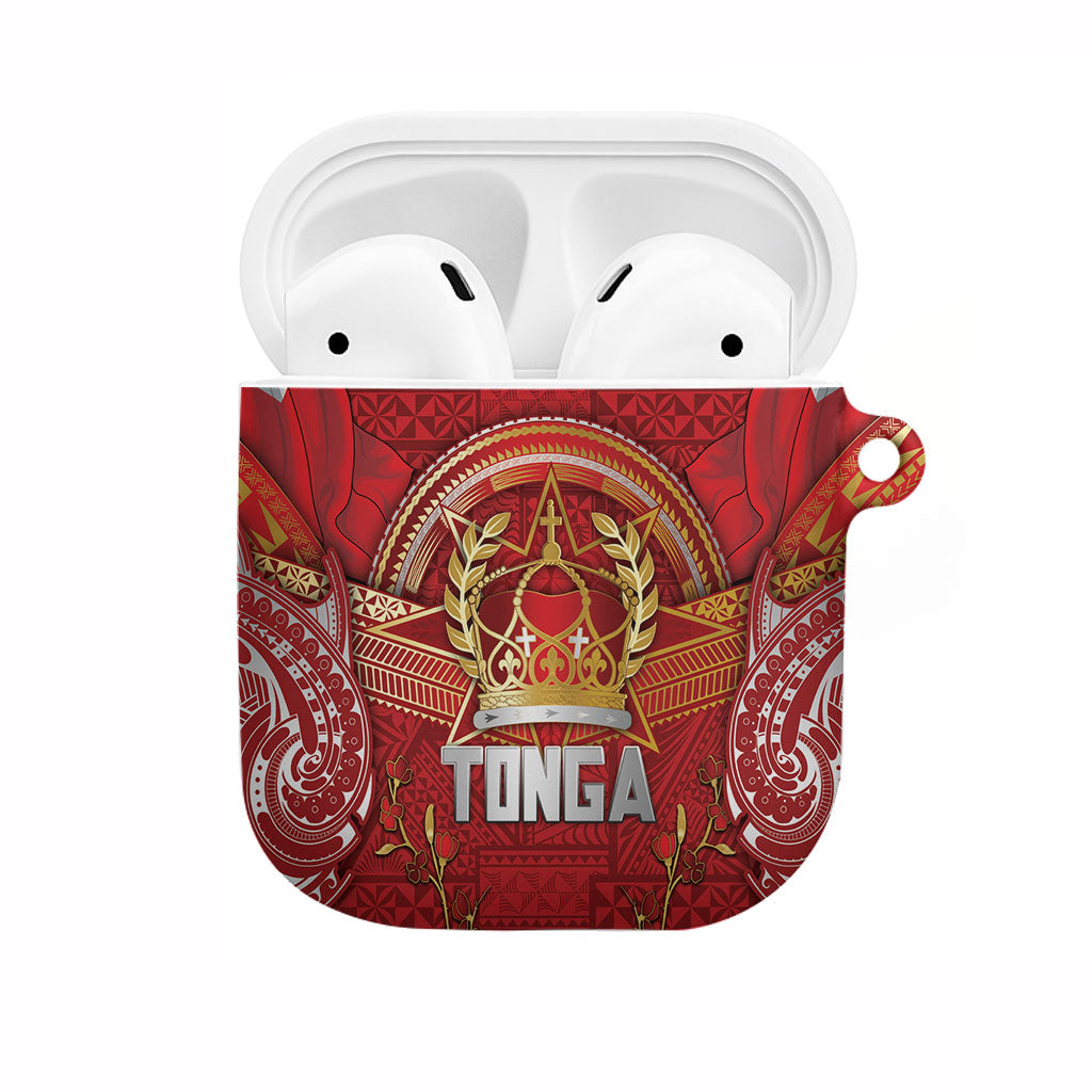 Tonga King's Birthday AirPods Case Gold Royal Crown Tribal Patterns
