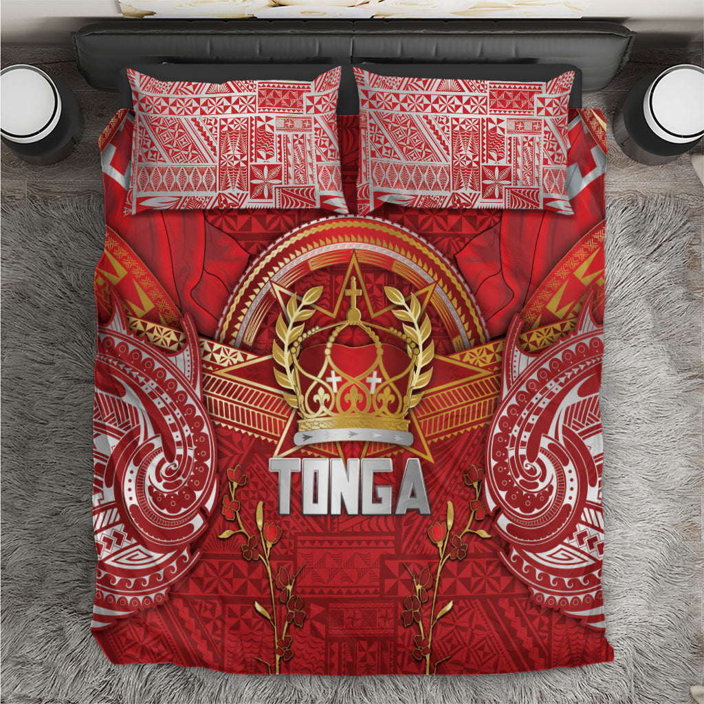 Tonga King's Birthday Bedding Set Gold Royal Crown Tribal Patterns