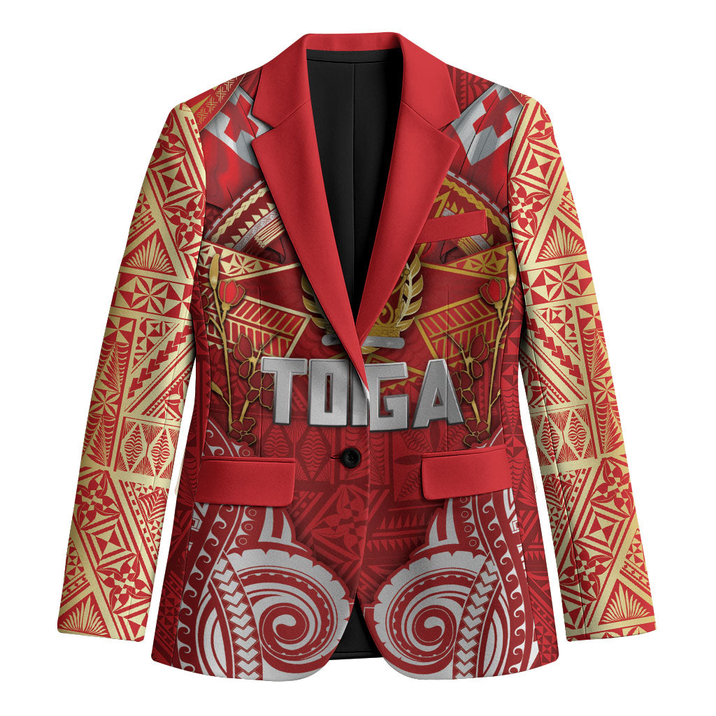 Tonga King's Birthday Blazer Gold Royal Crown Tribal Patterns